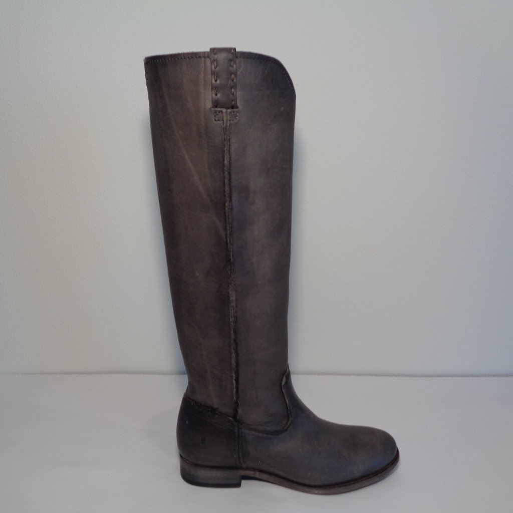 Frye Size 7 M Cara Tall Smoke Leather New Boots